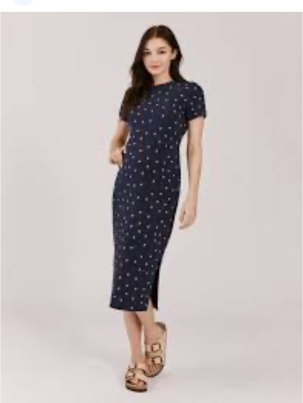 A Pea in the Pod Navy Polka Dot Midi Dress
